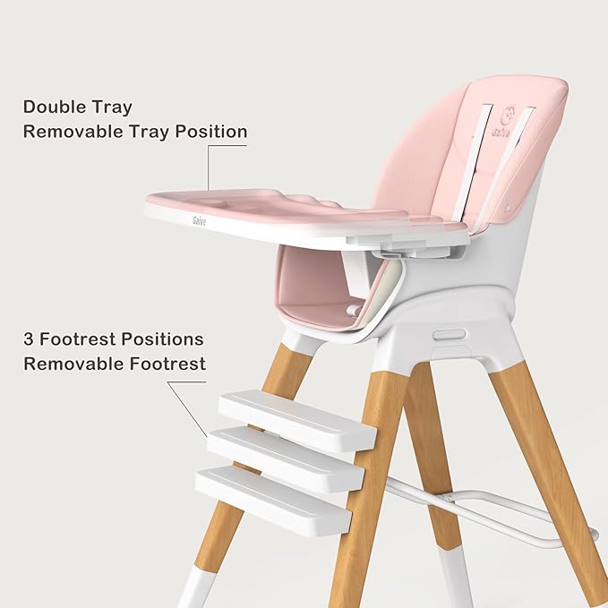 8 in 1 Highchair, Convertible Wooden Baby High Chair with Tray, Adjustable High Chair for Babies and Toddlers, Easy to Clean, Grow with Family|Booster|Learning Table|High Stool-CubbioJoy