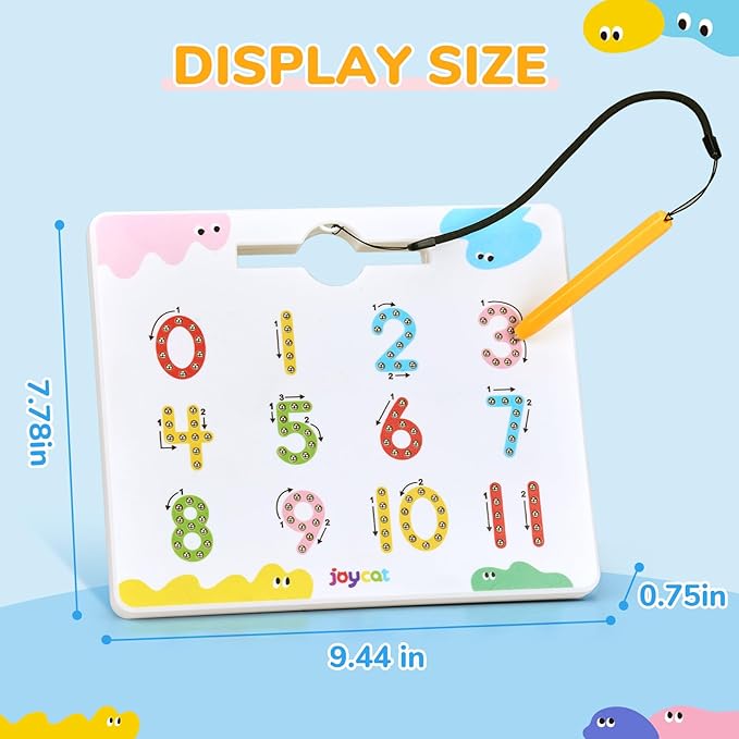 JoyCat Double-Sided Magnetic Number Tracing Board - 2-in-1 Numbers 1-20 Writing Toys for Toddlers & Kids, Preschool Math Manipulatives, Kindergarten Educational Learning Gifts for 3-5 Year Olds-CubbioJoy
