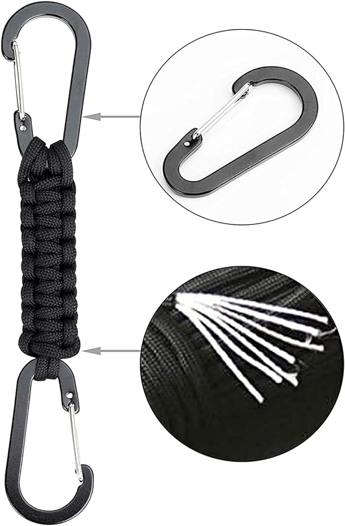 BRAVESHINE Paracord Keychain Carabiner Clip, D Ring Lanyard Hanger Stroller Hook for Water Bottle, Key, Backpacks, Men, Women-CubbioJoy