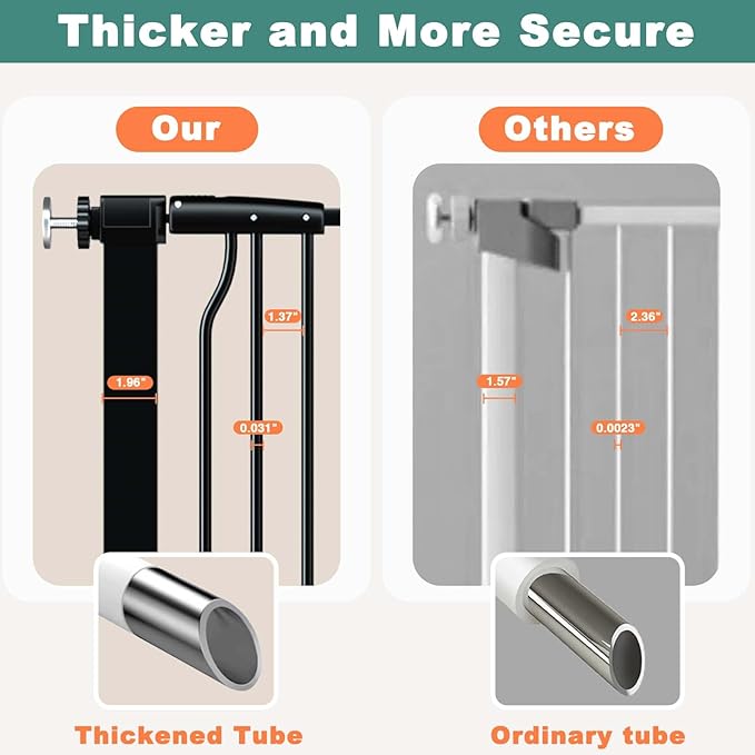 40.5" Extra Tall Baby Gate for Doorways, 54.8"-57.4" Extra Wide Pet Gate Pressure Mounted, Narrow Space Puppy Barrier Gates Indoor, No Drill Metal Safety Child Gate No Climb, Black-CubbioJoy