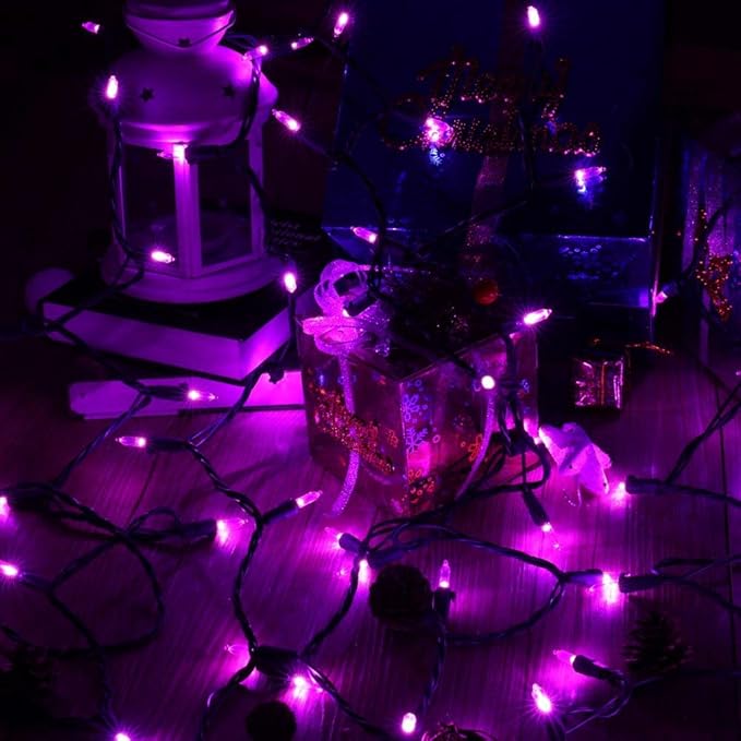 Brizled Purple Christmas Lights, 2 Pack 33ft 100 LED Christmas String Lights, 120V UL Certified Purple Halloween Light Connectable Mini Xmas Tree Light Outdoor for Halloween Xmas Party Wedding Holiday-CubbioJoy