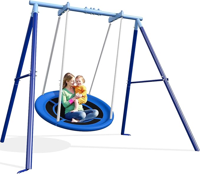 50-Inch Saucer Swing for Kids & Adults - Heavy-Duty 600 lbs Capacity, Indoor & Outdoor Use, Easy Assembly, for Outdoor Fun & Autism Relaxation-CubbioJoy
