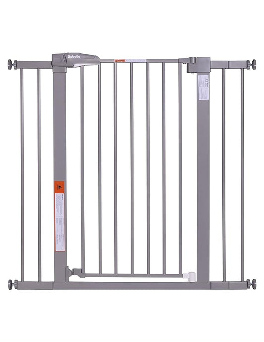 BABELIO 36-Inch Tall Baby Gate, 26-40" Wide Auto-Close Pet Gate, Easy Install and No-Drilling, Pressure Mounted with Wall Protectors and Extension Kits, Gray-CubbioJoy