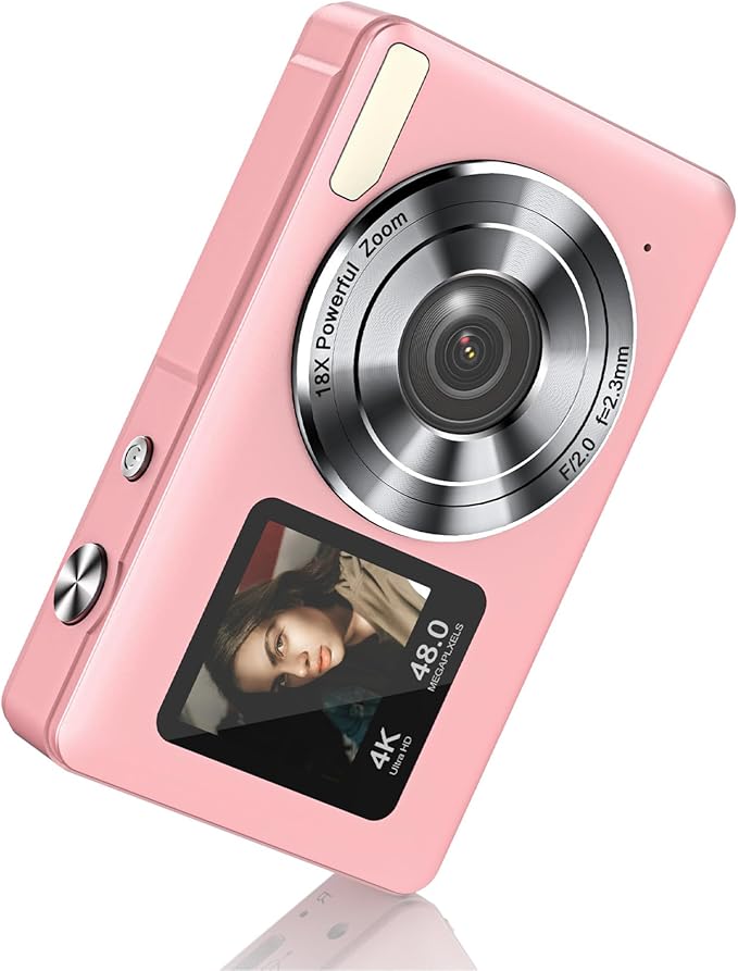 Digital Camera,Autofocus 4K Vlogging Camera for Photography with 32GB Card,48MP Portable Compact Point and Shoot Kids Digital Cameras for Kids Boys Girls with 18X Zoom,Anti-Shake-CubbioJoy