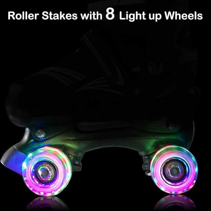 Adjustable 4 Size Kids Roller Skates With Light up Wheels for Girls Ages 5-8-12, Safe and Fun Illuminating Skates for Kids, Toddlers, Boys-CubbioJoy