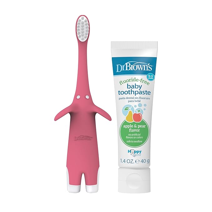 Dr. Brown's Infant-to-Toddler Toothbrush Set, 1.4 Ounce, Pink-CubbioJoy