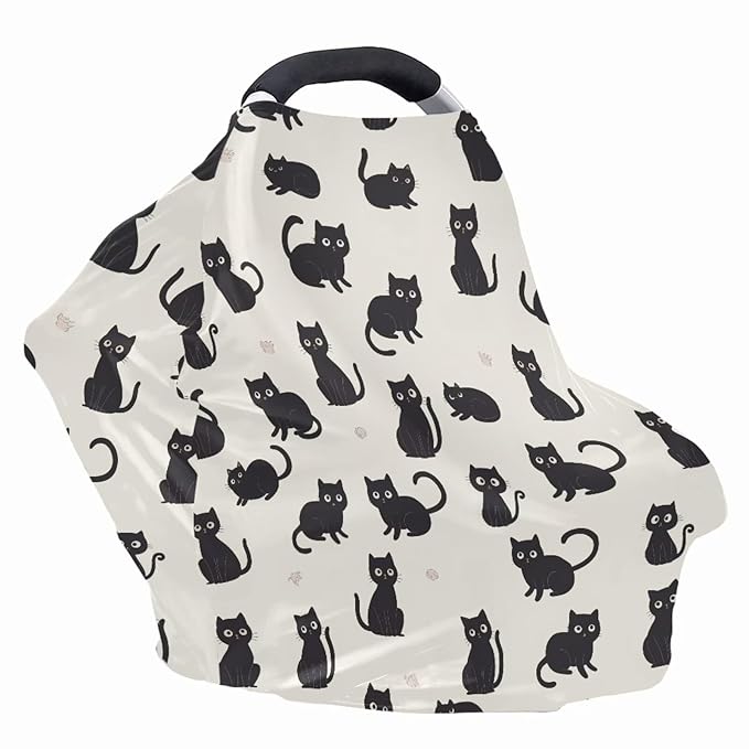 Binienty Cozy Car Seat Covers for Baby Boys Girls,Cartoon Cat Stretchy Infants Carseat Canopies Breathable Soft Infants Stroller Cover Baby Shower Gifts-CubbioJoy