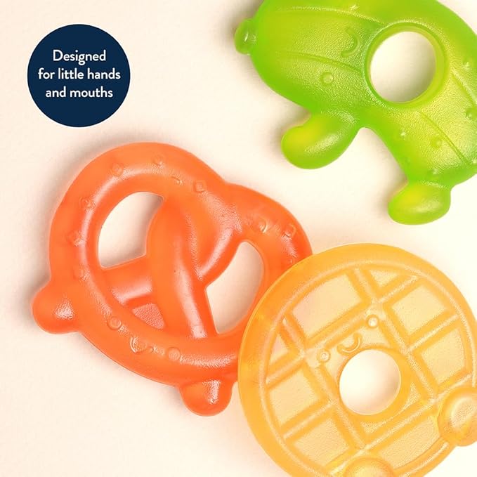 Itzy Ritzy Water-Filled Teethers - Cold Cutie Coolers Textured On Both Sides to Massage Sore Gums & Emerging Teeth - Can Be Chilled in Refrigerator, Set of 3 Silly Foods Teethers-CubbioJoy