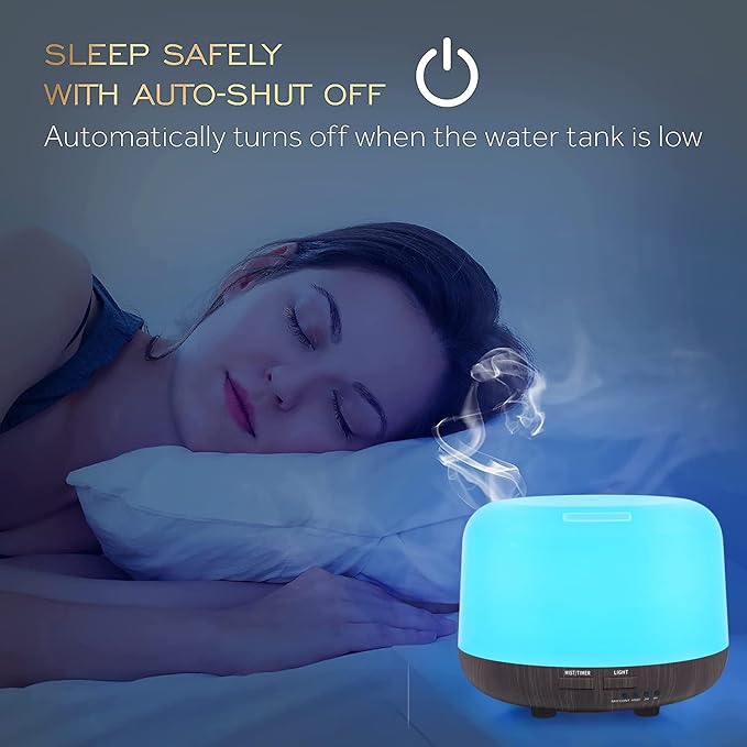 300ML Remote Control Air Diffusers for Essential Oil, Aroma Ultrasonic Scent Diffuser, Aromatherapy Humidfier Diffuser, 7 Color Changing LED Light, Auto-Off, Timer for Home, Room, Office, Kids-CubbioJoy