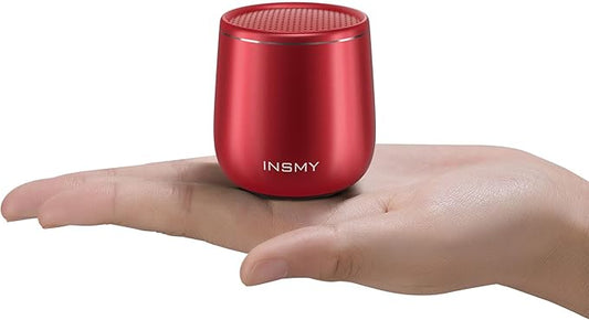 INSMY Small Bluetooth Speaker, Waterproof Mini Portable Wireless Speaker, Punchy Bass Rich Audio Stereo Pairing, Handheld Pocket Size, Built in Mic for Hiking Biking Gift Laptop Tablet (Red)-CubbioJoy