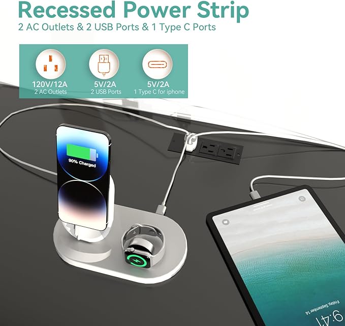 Dresser with Power Outlets Wooden 4 Drawer Dresser with USB and Type C Port Chest of Drawers for Bedroom Tall Black Organizer Storage for Living Room Hallway Closet-CubbioJoy