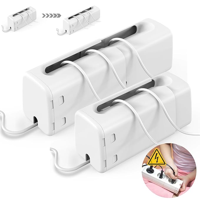 Improved Power Strip Cover Box(2 Pack) 丨Outlet Covers Baby Proofing丨Outlet Cover Box丨Adjustable Length Childproof Outlet Cover丨Preventing Toddlers from Touching Sockets丨Fits Most Sockets.-CubbioJoy