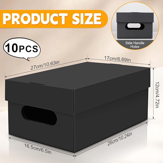 10PCS Photo Storage Box for 4"x6" Photos,10.2“ x 6.5“ x 4.7“ Picture Box Store and Protect Pictures,Documents Black-CubbioJoy