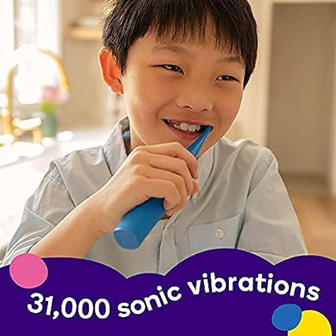 Burst Kids & Toddlers Electric Toothbrush (Pink) | Soft Bristles | Two Minute Timer | Rechargeable Battery | Easy-Grip Silicone Handle | 2 Modes for Healthy Smiles | Ages 3+-CubbioJoy