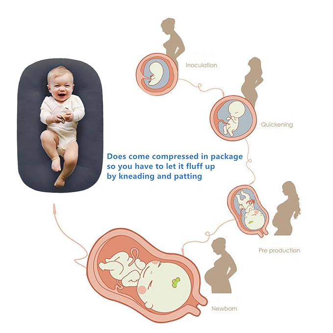 Baby Lounger for Newborns, Baby Nest & Floor Cushion, Soft Cotton, Portable Diaper Changing Pads for Boys & Girls 0-12 Months (Dark Gray)-CubbioJoy