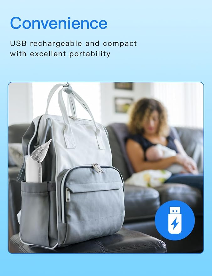 Baby Nasal Aspirator, Electric Nose Sucker with 5 Levels Suction, Soothing Light & Nursery Rhymes (White)-CubbioJoy