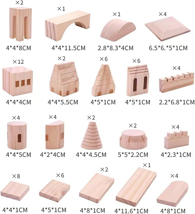 75 Pieces Wooden Castle Blocks Medieval Knights Princesses Wooden Castle Building Blocks Kit for Kids Boys and Girls-CubbioJoy