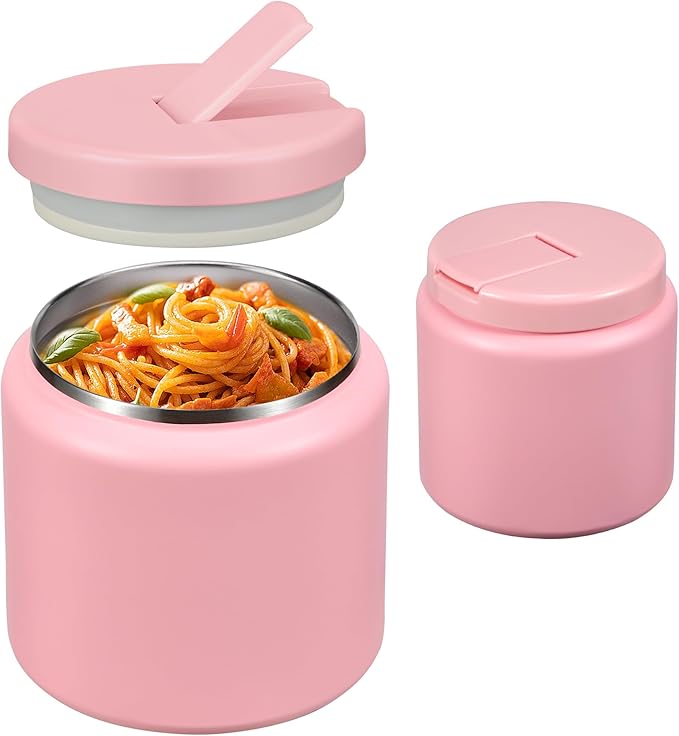 26oz Soup Thermo for Hot Food Kids with Buckle Lid Insulated Vacuum Food Jar Wide Mouth Leakproof Stainless Steel Lunch Container (Pink)-CubbioJoy