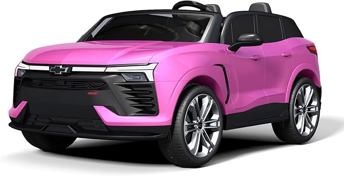 Jojoka Baby Car 24V 2-Seater SUV Licensed Chevrolet Blazer Ride On Toy w/Parent Remote Control,4xSpring Suspension, Wireless Music, Electric Vehicle Car for Kids Ages 3-8,Pink-CubbioJoy