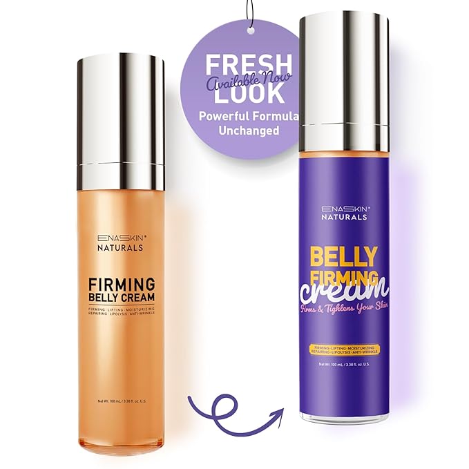 Belly Firming Cream: B Flat Skin Tightening Cream , Cellulite & Stretch Mark Reduction & Tummy Hips Cream & Body Firming for Stomach & Thighs & Arms – 3.38 Fl Oz-CubbioJoy