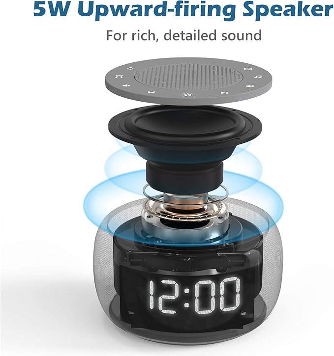 Buffbee Sound Machine & Alarm Clock 2-in-1, 18 Soothing Sound, 7 Night Light, Sleep Timer, Precise 30-Level Volume Control White Noise Machine-CubbioJoy