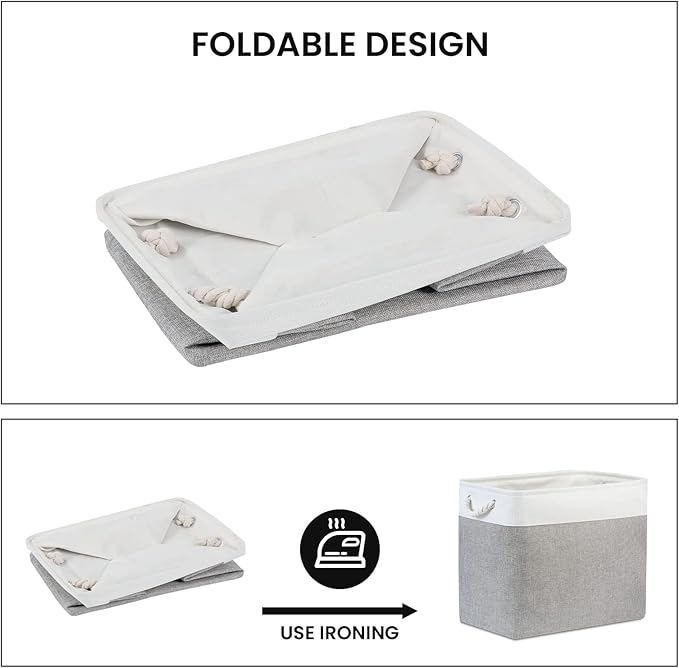 Bidtakay Large Storage Bins for Clothes Fabric Deep Baskets for Organizing Set of 2 Grey Fabric Pantry Storage Bins for Hallway Living Room Blankets 17x12x15 in Extra Large Shelf Tote Baskets-CubbioJoy