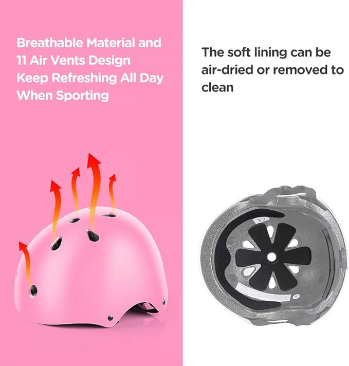 DaCool Kids Bike Helmet Set Skateboard Knee Pads - Kids Helmet Elbow Pads Wrist Guards Adjustable for 3~10yrs Girl Boy Kids Protective Gear Set for Sport Cycling Bike Roller Skating Scooter-CubbioJoy