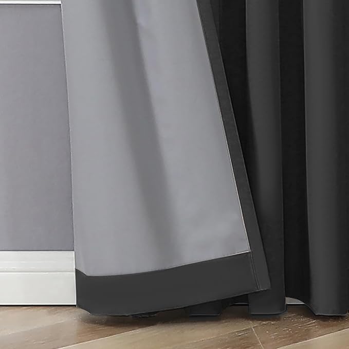 Joydeco 100% Blackout Curtains 108 inches Long for Bedroom Living Room - 2 Panels Set Burg Room Darkening Black Out Curtains for Bedroom Windows, Back tab Rod Pocket(52x108 inch,Black)-CubbioJoy