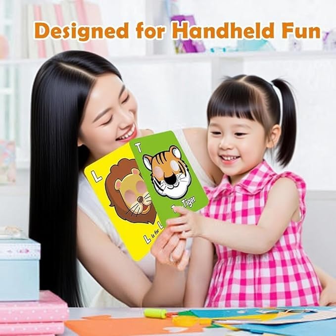 26 PCS Alphabet ABC Flash Cards with Animal Masks, Alphabet mask Cards, Giant Letter ABC Animal Faces Flash Learning Flashcards, Interactive Education Games, Learn Letters (Multicolor, 3Pcs)-CubbioJoy