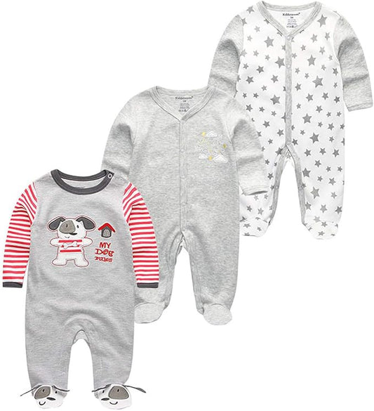 Kiddiezoom Baby and Toddler Boys'Snug Fit Footed One-Piece Romper Jumpsuit Cotton Cotton Footed Outfit-CubbioJoy