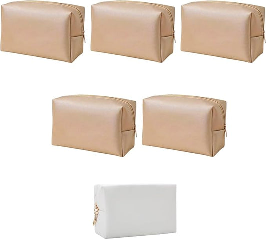 Bridesmaid Proposal Gifts Letter Cosmetic makeup bag bulk for Wedding Party Favors Bachelorette party decorations Toiletry Organizer Bag Makeup Case Gift (6, White&Gold)-CubbioJoy