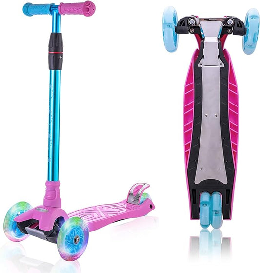 3 Wheel Scooter for Kids Ages 6-12,Kids Scooter with Light Up Wheels, Sturdy Deck Design, and 4 Height Adjustable Suitable for Kid Ages 3-12-CubbioJoy