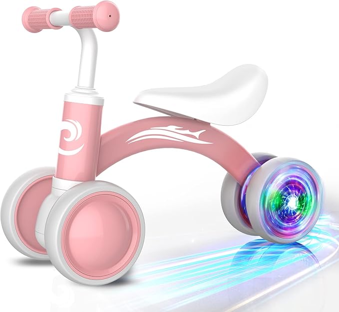 Colorful Lighting Baby Balance Bike Toys for 1 Year Old Girl Gifts, 10-36 Month Toddler Balance Bike, No Pedal 4 Silence Wheels & Soft Seat Pre-School First Riding on Toys, 1st Birthday Gifts.-CubbioJoy