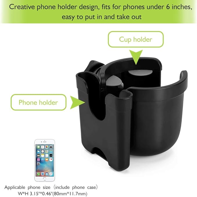 Accmor Stroller Cup Holder with Phone Holder, Bike Cup Holder, Universal Cup Holder for Uppababy Nuna Doona Strollers, 2-in-1 Cup Phone Holder for Stroller, Bike, Wheelchair, Walker, Scooter-CubbioJoy