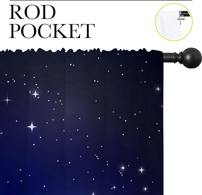 City Rod Pocket Blackout Curtains for Boy Girl Bedroom, New York Skyline Modern City Starry Sky Night View Home Energy Efficient Light Filtering Window Curtain for Living Room, 84x63 inch-CubbioJoy