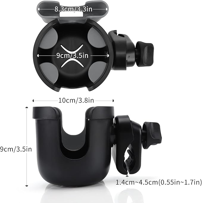 Accmor Stroller Cup Holder with Phone Holder, Bike Cup Holder, Universal Cup Holder for Uppababy Nuna Doona Strollers, 2-in-1 Cup Phone Holder for Stroller, Bike, Wheelchair, Walker, Scooter-CubbioJoy
