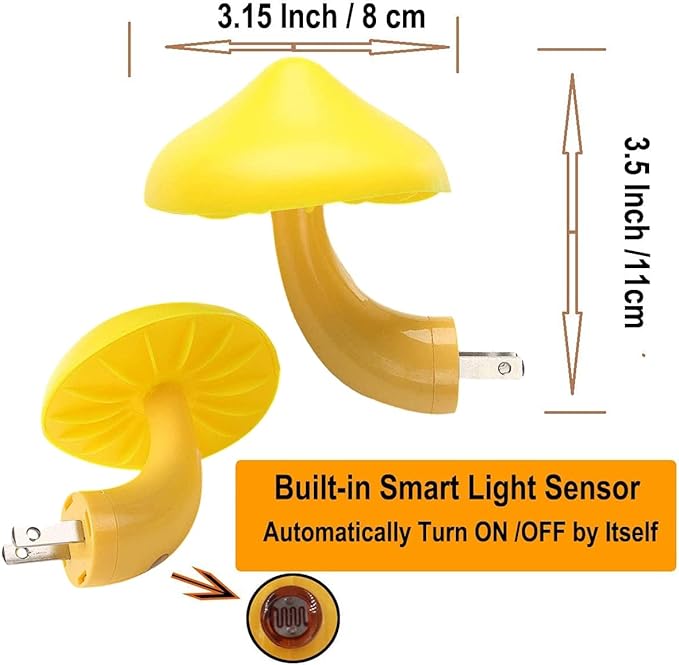 AUSAYE 2Pack Mushroom Night Light Plug in Lamp,Led Lights for Adults Kids Baby Children NightLight Wall Decor Lamp Bedroom Bathroom,Toilet,Stairs,Kitchen,Hallway-CubbioJoy