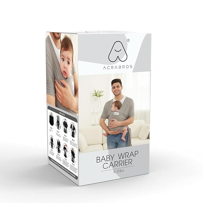 Acrabros Baby Wrap Carrier,Hands Free Baby Carrier Sling,Lightweight,Breathable,Softness,Perfect for Newborn Infants and Babies Shower Gift,Dark Grey-CubbioJoy