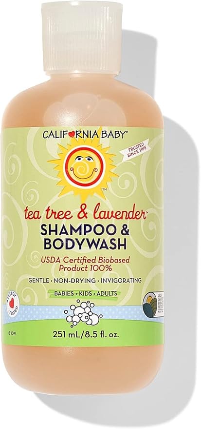 California Baby Tea Tree & Lavender Baby Shampoo And Body Wash - Allergy Tested Baby Soap and Toddler Shampoo, for Dry, Sensitive Skin, 100% Plant-Based - USDA Certified, 251 mL / 8.5 fl. oz.-CubbioJoy