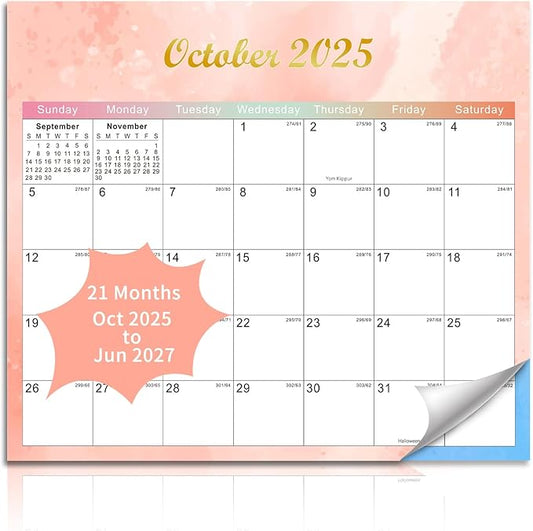 2025-2027 Magnetic Fridge Calendar 21 Monthly Magnetic Calendar for Refrigerator Planner Runs from October 2025 Until June 2027 Easy Organizing Markers Tearable (Colorful)-CubbioJoy