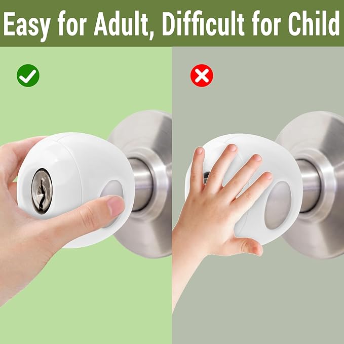 Child Safety Door Knob Covers 6 Pack Reusable Baby Proof Door Knob Locks Baby Proof Door Handle Protector for Kids Universal Fit Easy Grip Lockable Design No Tools Needed-CubbioJoy