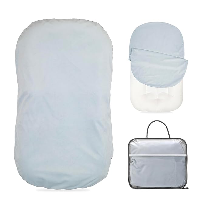 Baby Lounger - Snuggle Cozy Me Infant Lounger for Newborns | Flannel Cover, Breathable Soft, Portable Awake-Time Pad, Essential Baby Gift-Blue-CubbioJoy