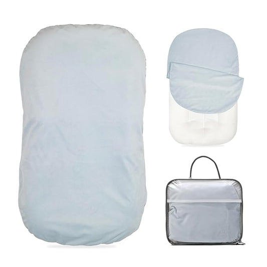 Baby Lounger - Snuggle Cozy Me Infant Lounger for Newborns | Flannel Cover, Breathable Soft, Portable Awake-Time Pad, Essential Baby Gift-Blue-CubbioJoy