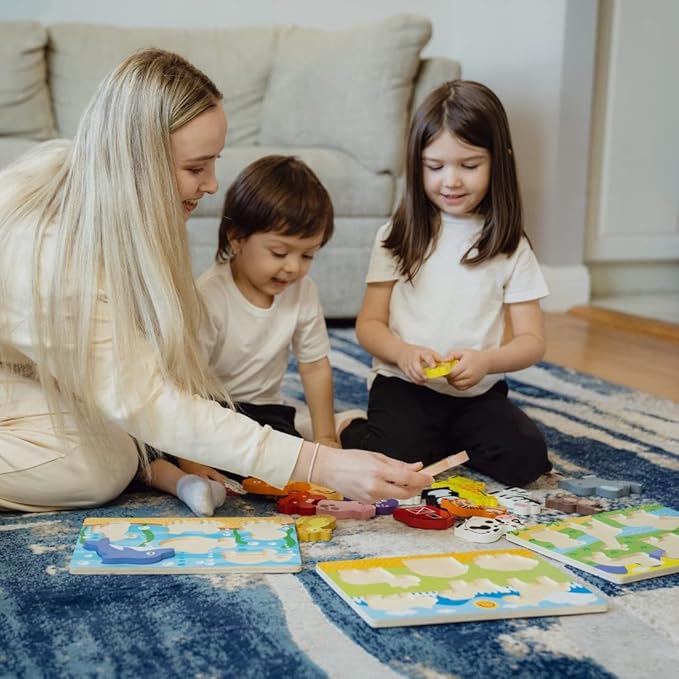Chunky Puzzles for Toddlers 1-3, Farm, Sea, Zoo Animals Wooden Puzzles, Preschool Early Learning Toy Gift for Kids Ages 1 2 3 Year Old-CubbioJoy