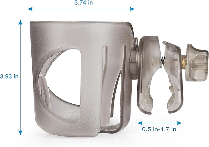Accmor Universal Cup Holder, Stroller Cup Holder, 360° Rotatable Large Caliber Designed Bottle Holder for Stroller, Bike, Wheelchair, Walker, Scooter, Transparent Grey-CubbioJoy