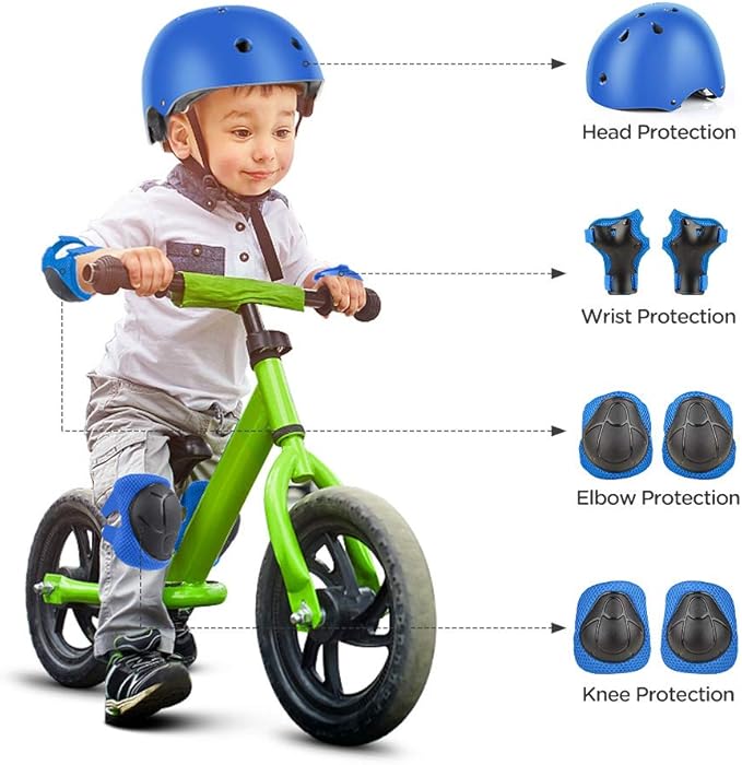 DaCool Kids Bike Helmet Set Skateboard Knee Pads - Kids Helmet Elbow Pads Wrist Guards Adjustable for 3~10yrs Girl Boy Kids Protective Gear Set for Sport Cycling Bike Roller Skating Scooter-CubbioJoy