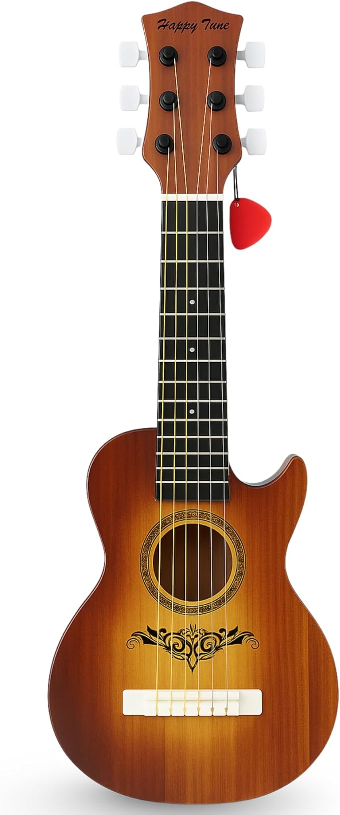 23" Acoustic Guitar, Kids 6 String Toy Guitar - Realistic Steel Strings - Beginner Practice First Musical Instrument for Children, Toddlers (Brown)-CubbioJoy