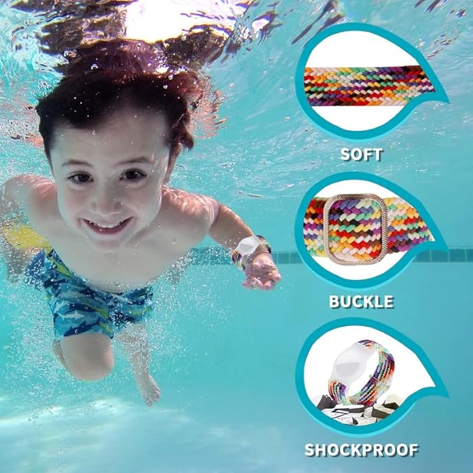 2 Pack Kids Bracelet Compatible with AirTag, GPS Kid Tracker Holder Braided Wristband for Apple Air Tag, 2022 Upgraded Nylon Adjustable Anti Lost Airtag Watch Band for Kids Children Elders-CubbioJoy