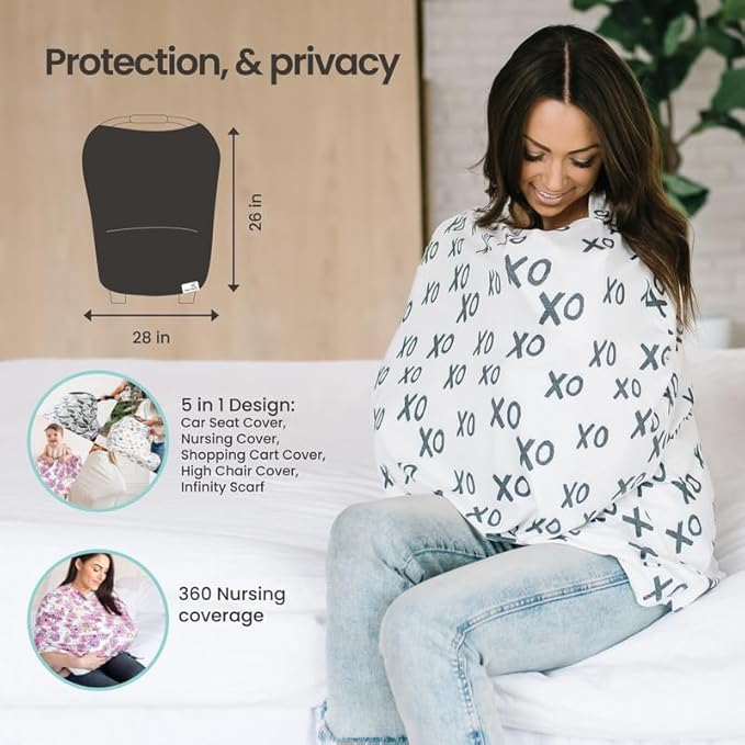 Copper Pearl Multi-Use Cover: Car Seat Covers, Nursing Cover, and Stroller Cover for Sun - Stretchy Fabric, All-Season Use, Stylish Designs, Easy Access for Moms - Winnie-CubbioJoy