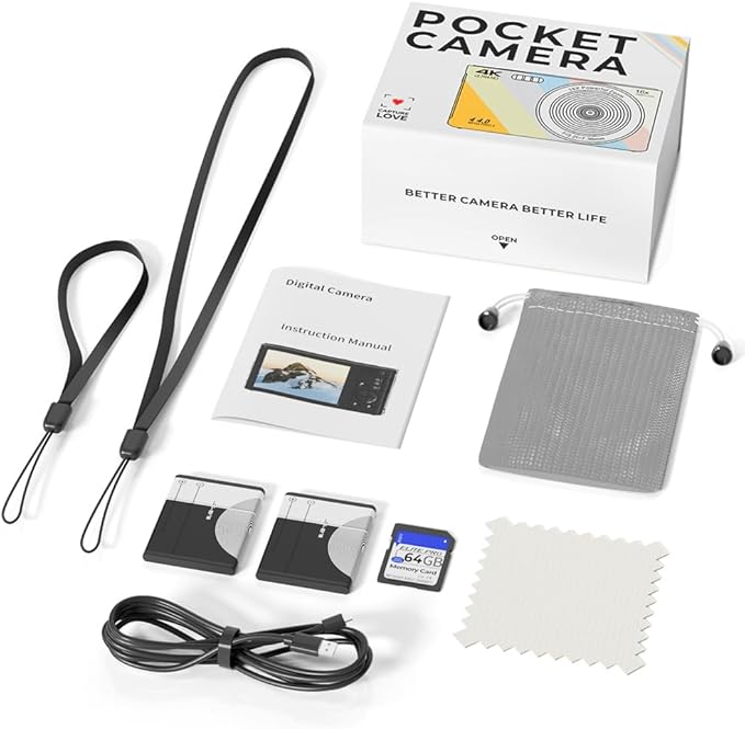 Digital Camera for Teens, FHD 4K 44MP with 64GB SD Card, 16X Digital Zoom, Compact Point Shoot Camera Blue-CubbioJoy